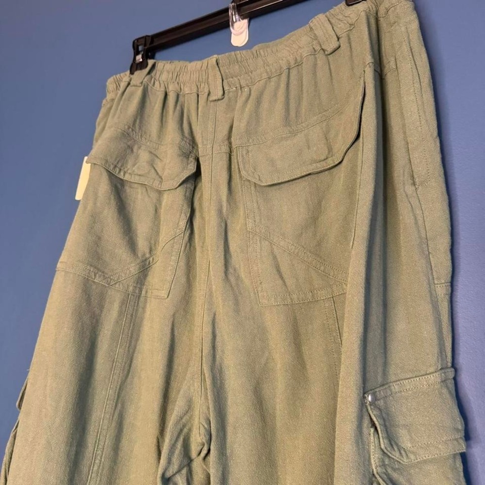 Anthropologie Green Cargo Pants Women's Size Large Grunge Gorpcore Elastic Waist - Picture 7 of 7